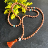 Rudraksha & jade 108 bead mala