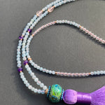 Aquamarine, amethyst & rose quartz tassel necklace