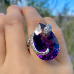 Amethyst & diamond snake ring