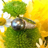 Tahitian pearl & diamond ring