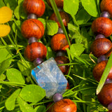 Bayong wood, amethyst & labradorite 108 bead mala