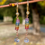 Sapphire & diamond chakra earrings