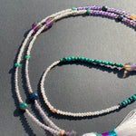 Opal, amethyst, citrine, & malachite tassel necklace