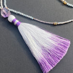 Apatite, opal, amethyst & turquoise tassel necklace