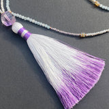 Apatite, opal, amethyst & turquoise tassel necklace