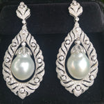 Estate diamond & pearl earrings