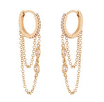 Diamond chain hoop earrings