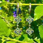 Diamond, sapphire & topaz earrings