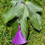 Amethyst & diamond tassel necklace