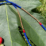 Cinnabar & lapis tassel necklace