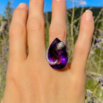 Amethyst & diamond snake ring