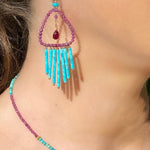 Ruby & turquoise earrings