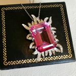 Pink topaz & diamond flame necklace