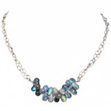 Labradorite double chain silver necklace