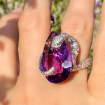 Amethyst & diamond snake ring