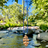 Diamond oak leaf necklace with lapis & turquoise