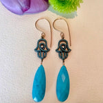 Turquoise hamsa earrings