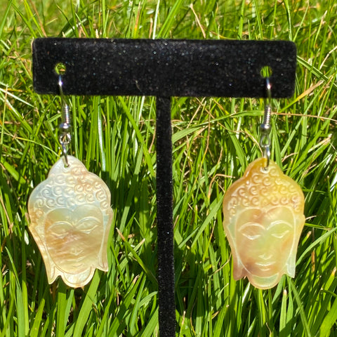 Carved shell Balinese Buddha earrings