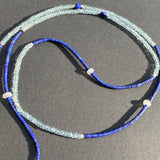 Aquamarine, moonstone & lapis Buddha necklace