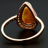 Opal pear & diamond rose gold ring