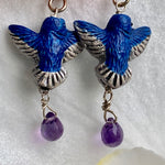 Amethyst hummingbird earrings