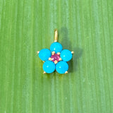 Turquoise & ruby flower charm