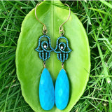 Turquoise hamsa earrings