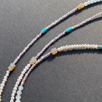 Apatite, opal, amethyst & turquoise tassel necklace