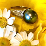 Tahitian pearl & diamond ring