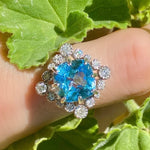 1940’s blue topaz & diamond ring