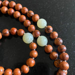 Carved jade & bayong wood 108 bead mala