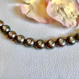 Diamond studded black Tahitian pearl necklace