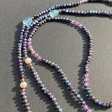 Pearl, apatite & amethyst tassel necklace