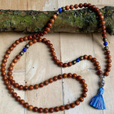 Bayong wood & lapis lazuli 108 bead mala