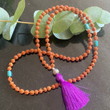 Turquoise & Bali silver rudraksha 108 bead mala