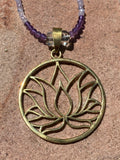 Thai lotus necklace with amethyst, apatite & sugilite