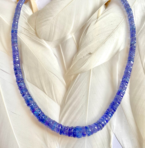 Graduated tanzanite & rose gold necklace