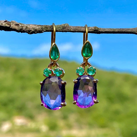 Emerald & amethyst earrings