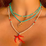 Diamond leaf & turquoise necklace