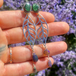 Emerald, diamond & opal leaf earrings