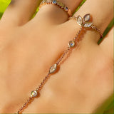 Diamond lotus hand bracelet