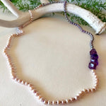 Peach & grey pearl & amethyst necklace