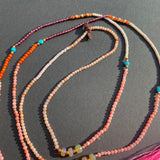 Coral, opal, turquoise & garnet tassel necklace