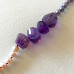 Peach & grey pearl & amethyst necklace