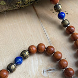 Bayong wood & lapis lazuli 108 bead mala