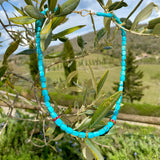 Turquoise & ruby yellow gold necklace