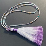 Apatite, opal, amethyst & turquoise tassel necklace