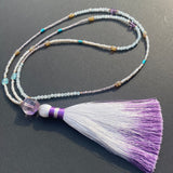 Apatite, opal, amethyst & turquoise tassel necklace