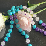 Turquoise, rose quartz & amethyst 108 bead mala