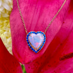 Opal & sapphire heart necklace